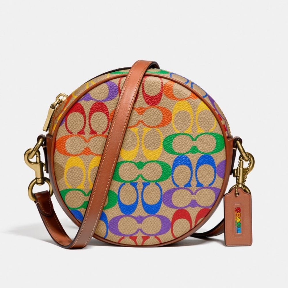 COACH Circle Crossbody In Rainbow Signature